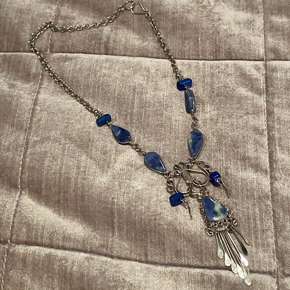 Southwestern Natural Blue Gemstone Necklace - Picture 2 of 8